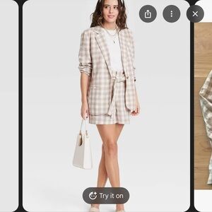 A New Day Cream Checkered Shorts